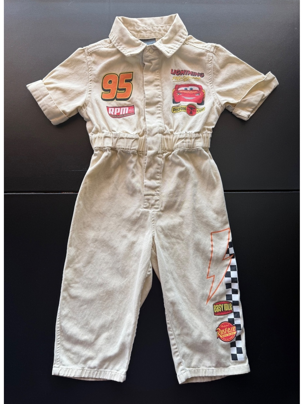 Disney Pixar Cars Lightning McQueen Boys 2T Racing Mechanic Jumpsuit Coveralls
